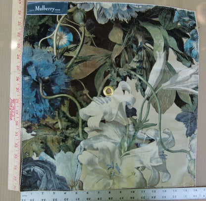By Yard Lee Jofa Mulberry Home Floral Pompadour Sage Green Velvet Lily Floral MSRP USD 378/Y