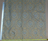By Yd 100%silk Lampas Renaissance Medallion of Flora Dusk Taupe Gold Brown Blue