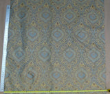 By Yd 100%silk Lampas Renaissance Medallion of Flora Dusk Taupe Gold Brown Blue