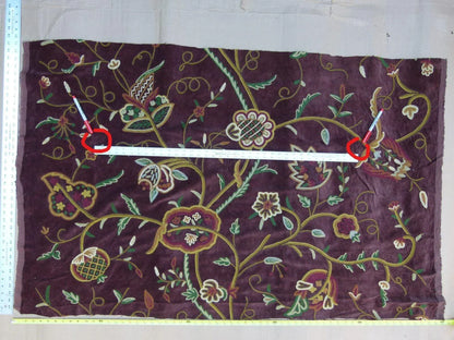 1 Yard Old World Weavers Wool Crewel Velvet Multi On Brown MSRP USD 568 (minor Defect)