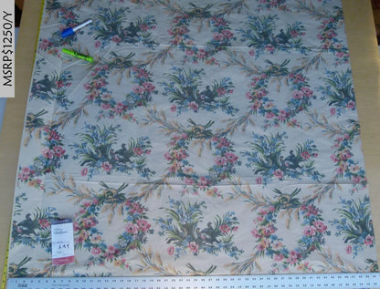 2.4y Scalamandre Les Perdrix Partridge Multi On Creme Floral Bird Silk Warp Print France MSRP USD 2500/Y