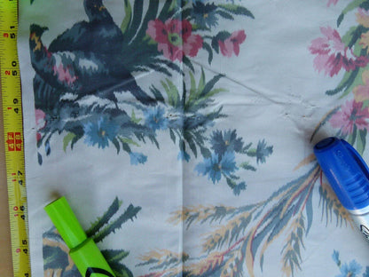 2.4y Scalamandre Les Perdrix Partridge Multi On Creme Floral Bird Silk Warp Print France MSRP USD 2500/Y