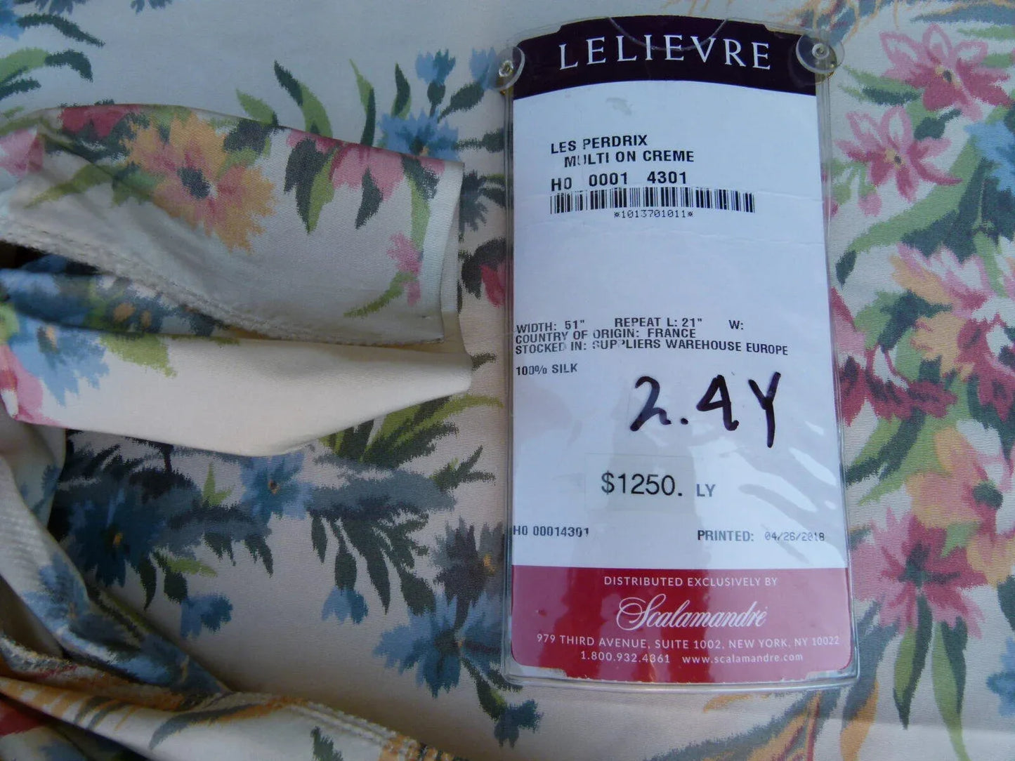 2.4y Scalamandre Les Perdrix Partridge Multi On Creme Floral Bird Silk Warp Print France MSRP USD 2500/Y