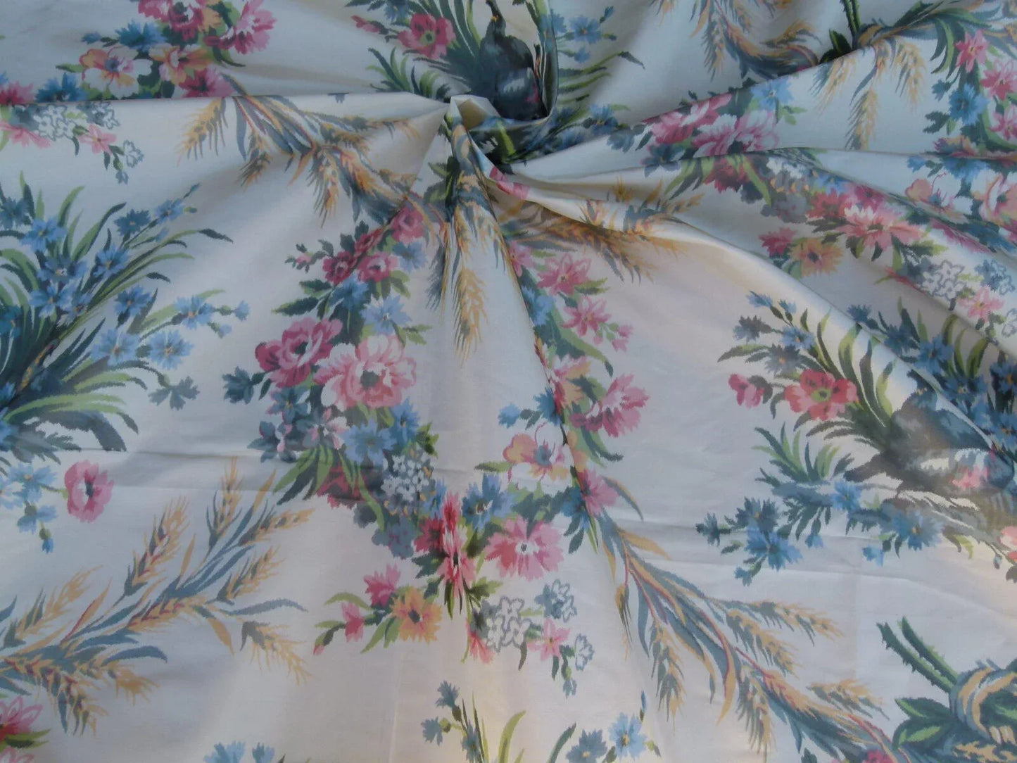 2.4y Scalamandre Les Perdrix Partridge Multi On Creme Floral Bird Silk Warp Print France MSRP USD 2500/Y