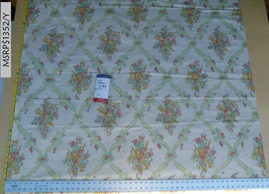 2.4 Scalamandre Pastorale Fond Creme Floral Lattice Silk Print France MSRP USD 1352/Y