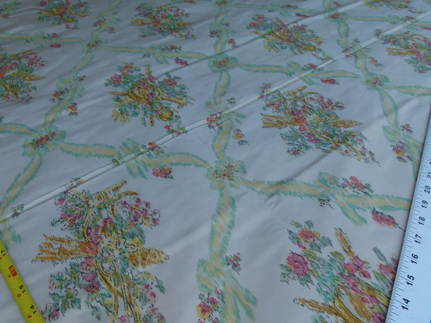 2.4 Scalamandre Pastorale Fond Creme Floral Lattice Silk Print France MSRP USD 1352/Y