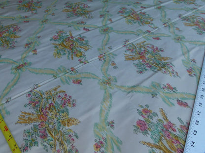2.4 Scalamandre Pastorale Fond Creme Floral Lattice Silk Print France MSRP USD 1352/Y