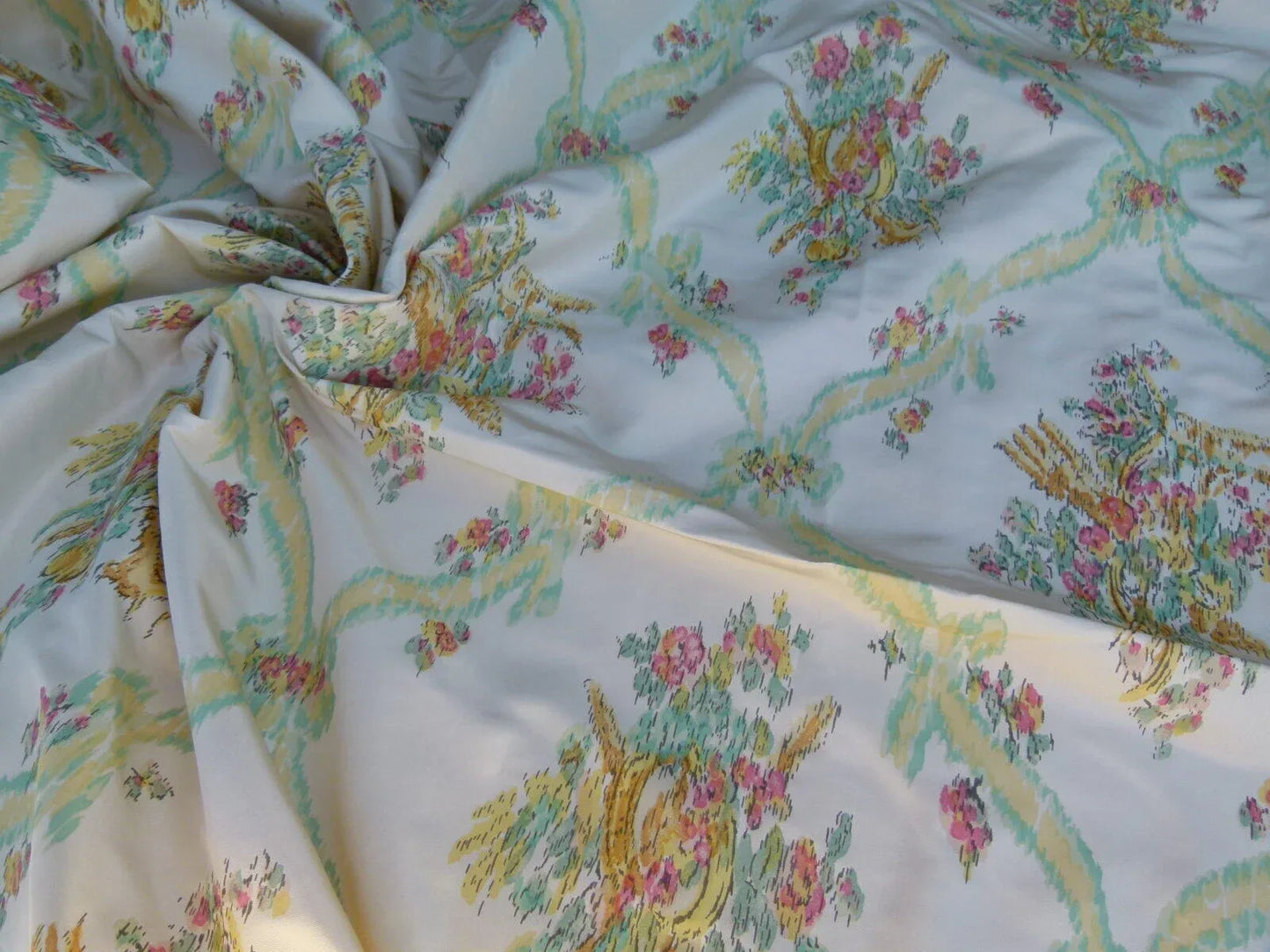 2.4 Scalamandre Pastorale Fond Creme Floral Lattice Silk Print France MSRP USD 1352/Y