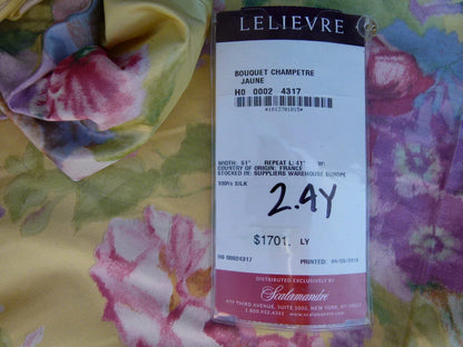 2.4y Scalamandre Banquet Champetre Juane Yellow Silk Floral Warp Print France MSRP USD 1701/Y
