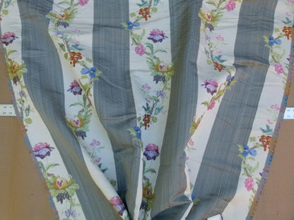 2.2y Scalamandre Colony Ravello Grigio Grey Cream Pink Purple Green Red Floral Fruit Woven Stripe MSRP USD 390/Y
