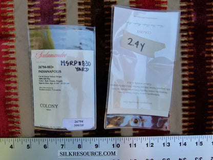 2.4y Scalamandre Colony Indianapolis Silk Velvet Cut Velvet Burnt Raspberry Red Purple Brown Chocolate MSRP USD 830/Y!#1