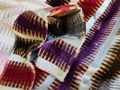 2.4y Scalamandre Colony Indianapolis Silk Velvet Cut Velvet Burnt Raspberry Red Purple Brown Chocolate MSRP USD 830/Y!#1