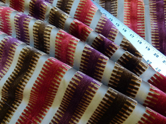 2.4y Scalamandre Colony Indianapolis Silk Velvet Cut Velvet Burnt Raspberry Red Purple Brown Chocolate MSRP USD 830/Y!#1
