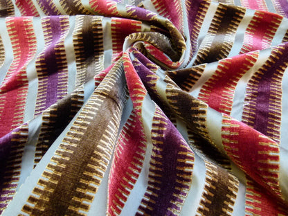 2.4y Scalamandre Colony Indianapolis Silk Velvet Cut Velvet Burnt Raspberry Red Purple Brown Chocolate MSRP USD 830/Y!#1