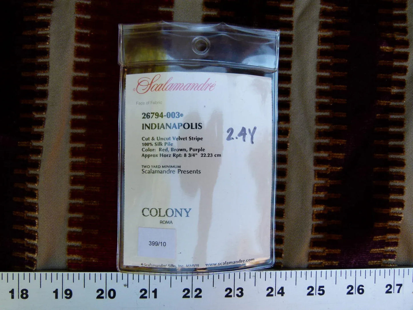 2.4y Scalamandre Colony Indianapolis Silk Velvet Cut Velvet Burnt Raspberry Red Purple Brown Chocolate MSRP USD 830/Y!#2