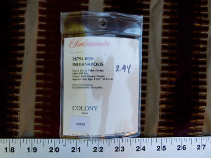 2.4y Scalamandre Colony Indianapolis Silk Velvet Cut Velvet Burnt Raspberry Red Purple Brown Chocolate MSRP USD 830/Y!#2