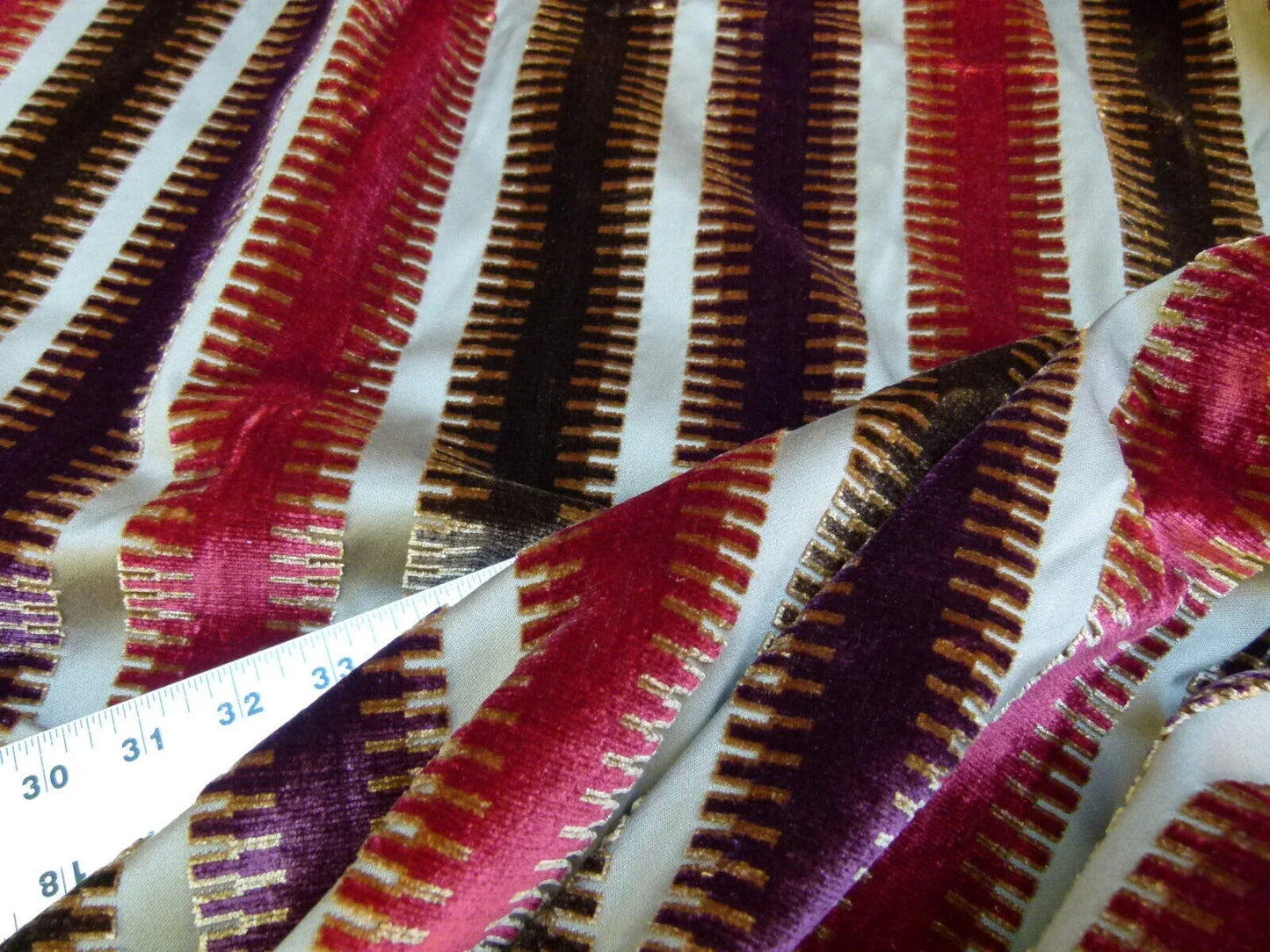 2.4y Scalamandre Colony Indianapolis Silk Velvet Cut Velvet Burnt Raspberry Red Purple Brown Chocolate MSRP USD 830/Y!#2