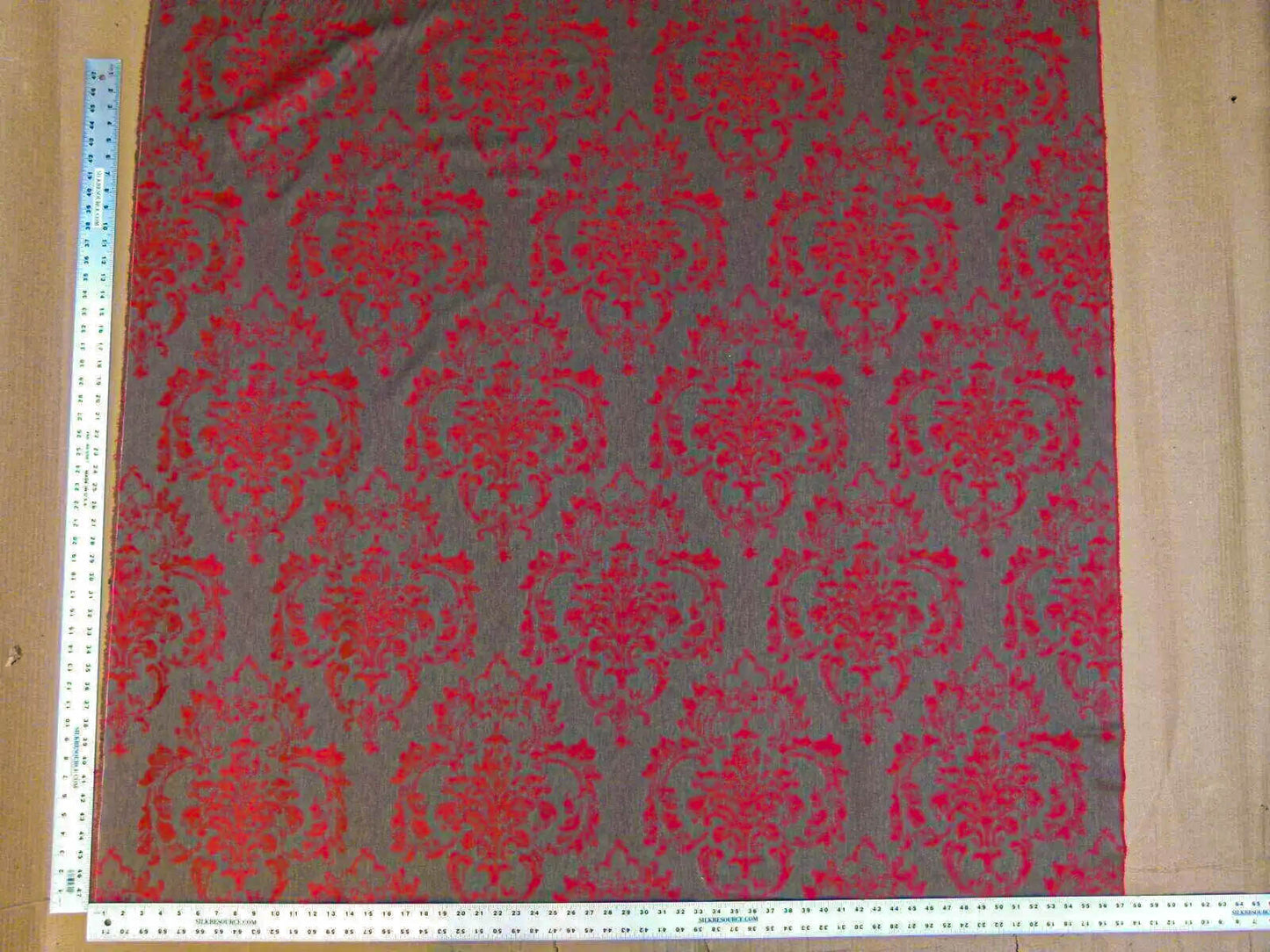 Scalamandre Agios Damask Red On Brown Magnificent Renaissance Damask Fil Coupe Old World Weavers  MSRP USD 296/Y