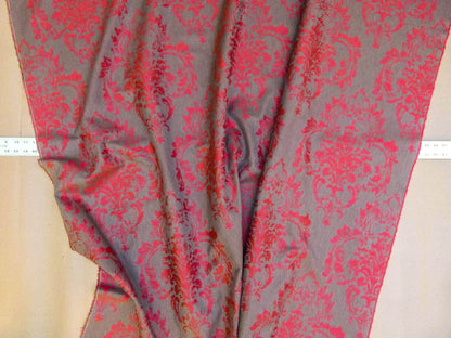 Scalamandre Agios Damask Red On Brown Magnificent Renaissance Damask Fil Coupe Old World Weavers  MSRP USD 296/Y