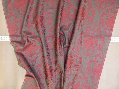 Scalamandre Agios Damask Red On Brown Magnificent Renaissance Damask Fil Coupe Old World Weavers  MSRP USD 296/Y
