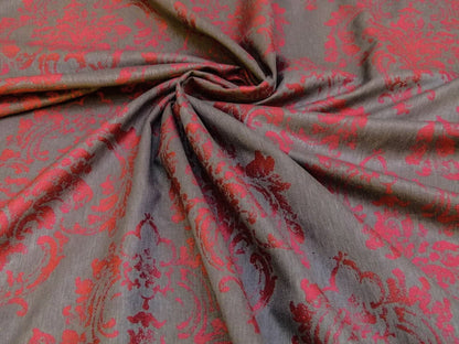 Scalamandre Agios Damask Red On Brown Magnificent Renaissance Damask Fil Coupe Old World Weavers  MSRP USD 296/Y