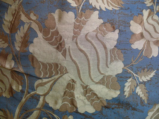 By Yd 100%silk Lampas Mythical Huge Tree Of Life Empire Blue Yellow Brown MSRP USD 200+/Y 507 Empire