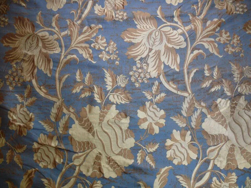 By Yd 100%silk Lampas Mythical Huge Tree Of Life Empire Blue Yellow Brown MSRP USD 200+/Y 507 Empire