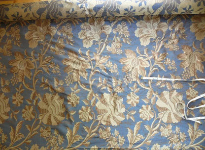 By Yd 100%silk Lampas Mythical Huge Tree Of Life Empire Blue Yellow Brown MSRP USD 200+/Y 507 Empire