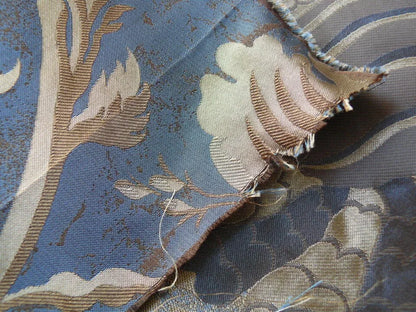 By Yd 100%silk Lampas Mythical Huge Tree Of Life Empire Blue Yellow Brown MSRP USD 200+/Y 507 Empire