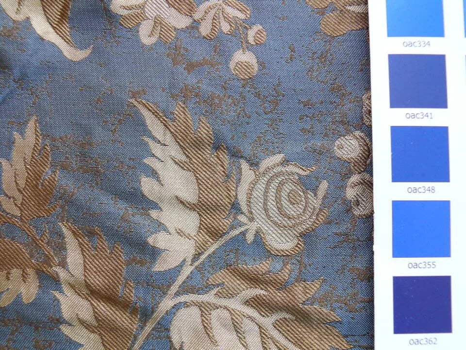 By Yd 100%silk Lampas Mythical Huge Tree Of Life Empire Blue Yellow Brown MSRP USD 200+/Y 507 Empire