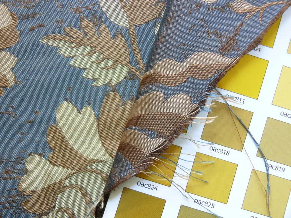 By Yd 100%silk Lampas Mythical Huge Tree Of Life Empire Blue Yellow Brown MSRP USD 200+/Y 507 Empire