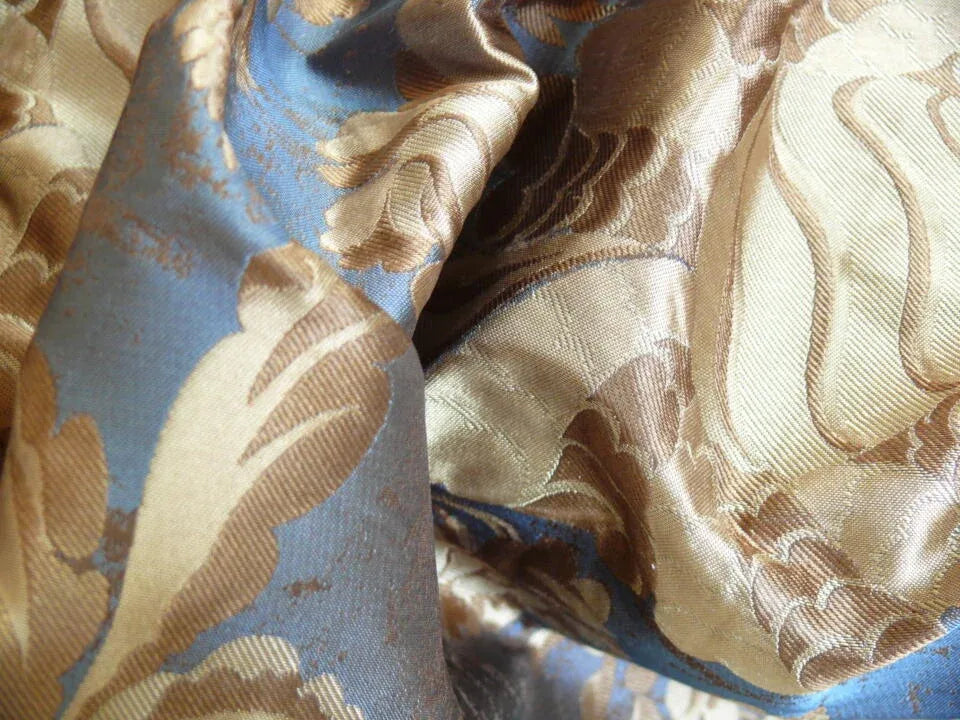 By Yd 100%silk Lampas Mythical Huge Tree Of Life Empire Blue Yellow Brown MSRP USD 200+/Y 507 Empire