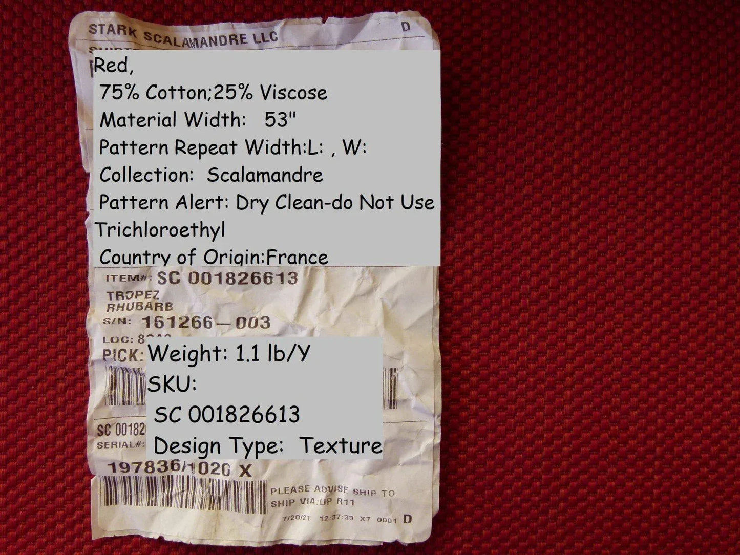 by yard Scalamandre Tropez Rhubarb Red Solid Texture Heavy MSRP USD 198/y