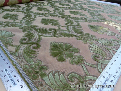Scalamandre Italian Palmett Lime Green Palm Motif Silk Velvet Decadent Damask MSRP USD 650/Y