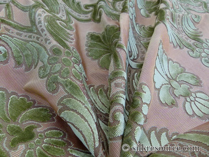 Scalamandre Italian Palmett Lime Green Palm Motif Silk Velvet Decadent Damask MSRP USD 650/Y