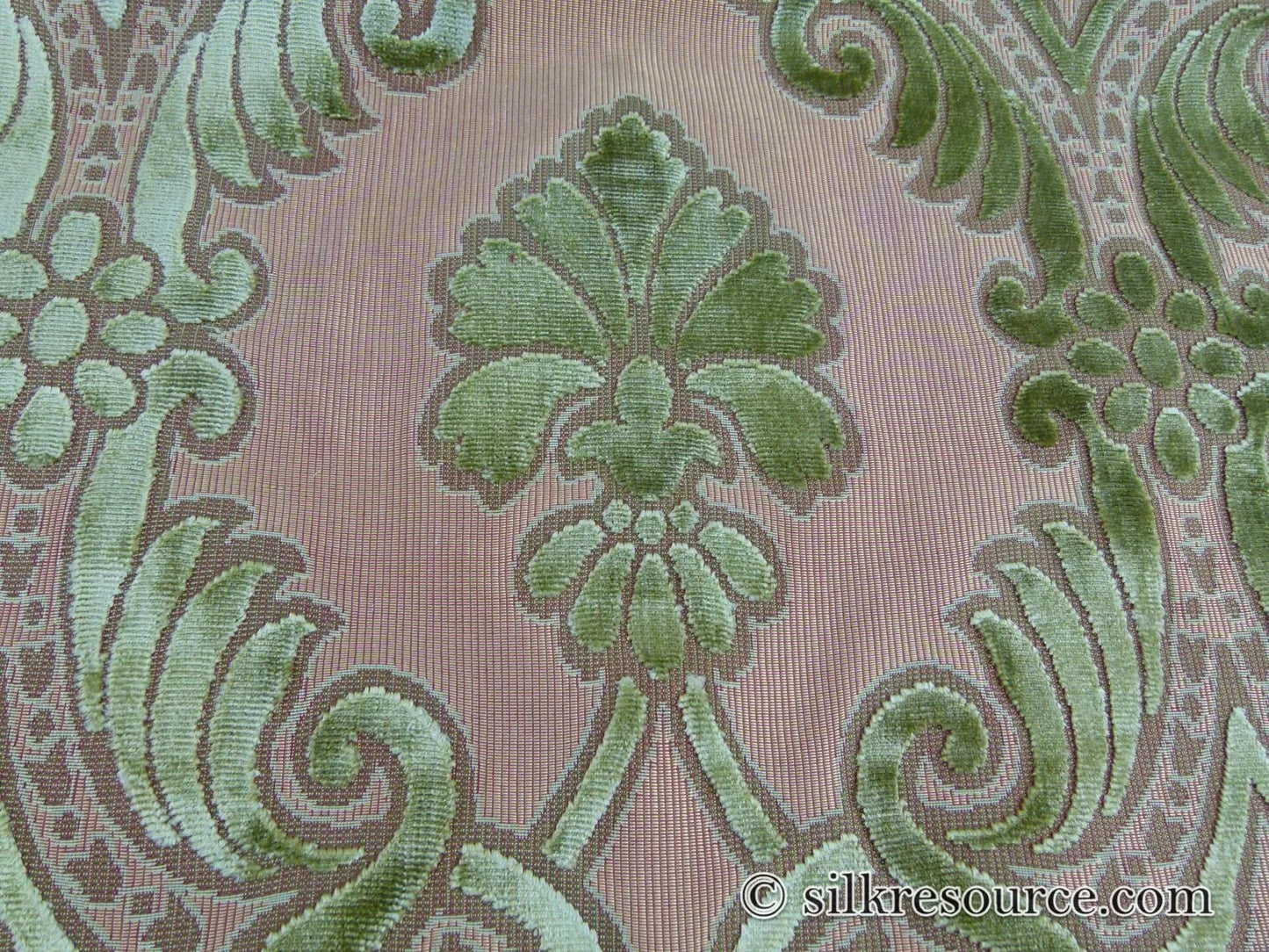 Scalamandre Italian Palmett Lime Green Palm Motif Silk Velvet Decadent Damask MSRP USD 650/Y