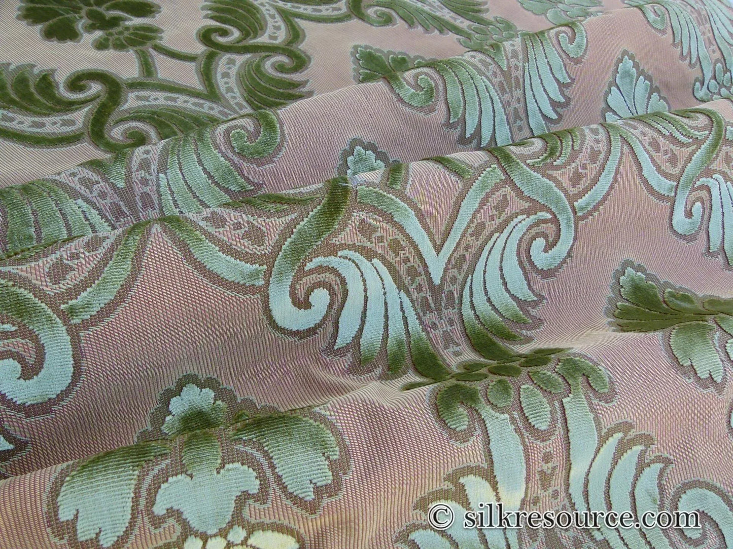 Scalamandre Italian Palmett Lime Green Palm Motif Silk Velvet Decadent Damask MSRP USD 650/Y
