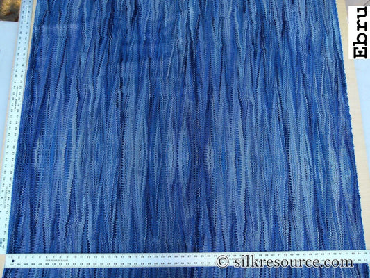 Scalamandre Ebru Silk Weave Bluestone Marbled Paper Silk Jacquard Texture Deep Blue Black Ocean MSRP USD 424/Y