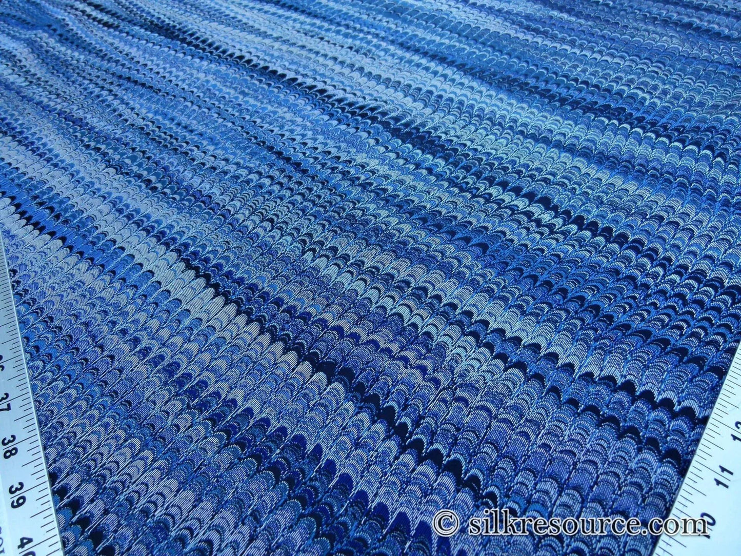 Scalamandre Ebru Silk Weave Bluestone Marbled Paper Silk Jacquard Texture Deep Blue Black Ocean MSRP USD 424/Y