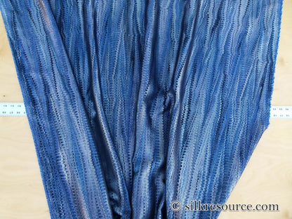 Scalamandre Ebru Silk Weave Bluestone Marbled Paper Silk Jacquard Texture Deep Blue Black Ocean MSRP USD 424/Y