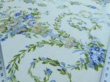 Scalamandre Arabella Print Blues, Golds &amp; Greens Heavy Linen Floral Foliage Neoclassic Scroll Design MSRP USD 400+/Y