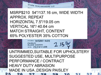 Scalamandre Paisley Black Cherry  Faux Leather Red Black  MSRP USD 210/y