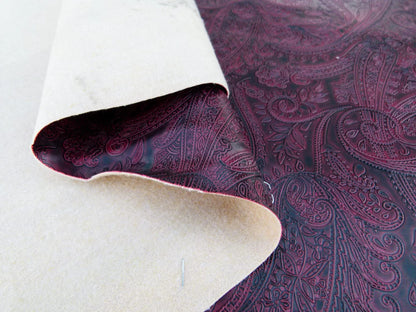 Scalamandre Paisley Black Cherry  Faux Leather Red Black  MSRP USD 210/y