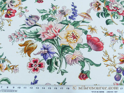 Scalamandre Les Fleurs Mysterieuses White Tulips Flowers Bouquet Printed Linen Cotton MSRP USD 404/Y By Grey Watkins