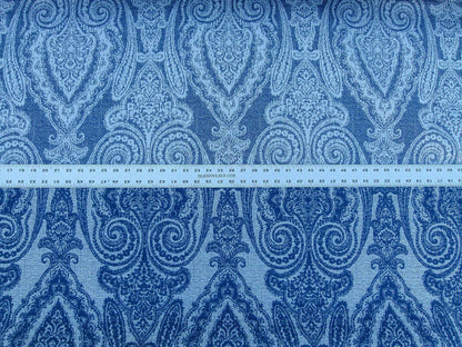 Scalamandre Harwich Port Indigo Outdoor Classic Damask Old World Weavers Fabric Blue &amp; White MSRP USD 270/Y