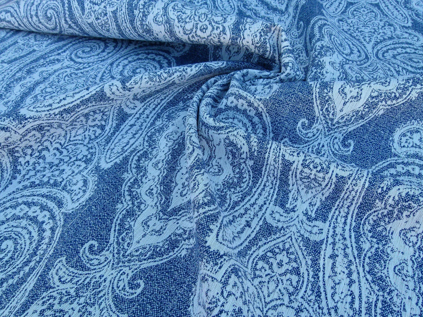 Scalamandre Harwich Port Indigo Outdoor Classic Damask Old World Weavers Fabric Blue &amp; White MSRP USD 270/Y