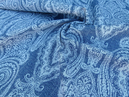 Scalamandre Harwich Port Indigo Outdoor Classic Damask Old World Weavers Fabric Blue &amp; White MSRP USD 270/Y
