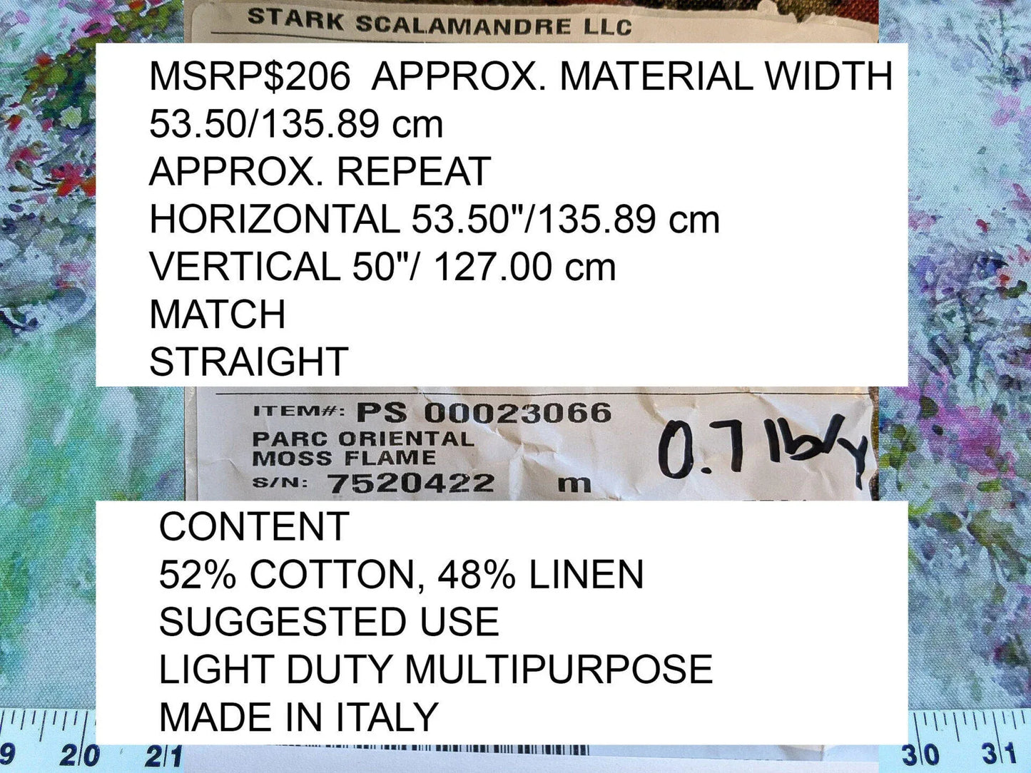 Scalamandre Parc Oriental Moss Flame Old World Weavers Moss Flame French Impressionist MSRP USD 318/Y