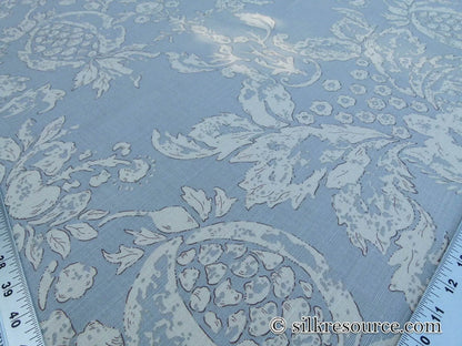 Scalamandre Padua Blue ecru Classic Pomegranates Hand Printed Linen in U.S.  MSRP USD 174/y