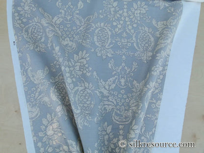 Scalamandre Padua Blue ecru Classic Pomegranates Hand Printed Linen in U.S.  MSRP USD 174/y